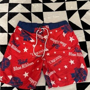Red and Blue Swim Trunks with Drawstring Waist NBW